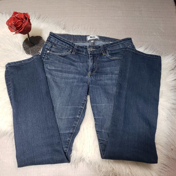 Paige Skyline Straight medium wash blue jeans - Picture 1 of 12